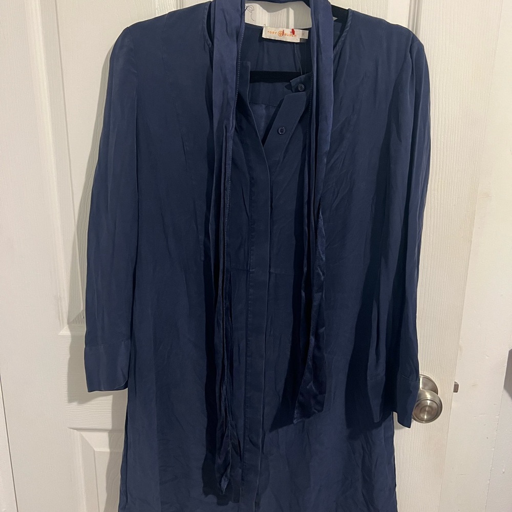 Tory Burch Deep Blue Dress with Scarf